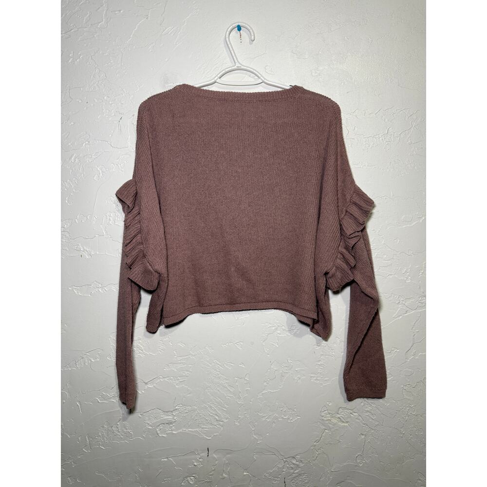 Dont ask why ruffle sleeve slouchy waffle knit cropped sweater womens boho‎ - Picture 4 of 7